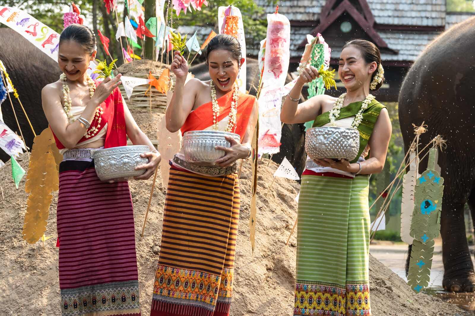 Women enjoy Songkran Festival activities